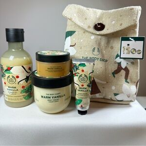 The Body Shop Little Gift Pouch Warm Vanilla Shower Gel Scrub Hand & Body Cream